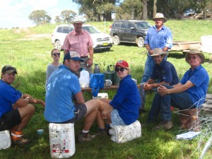 Morning tea after sorting out the bulls for sale April 2012